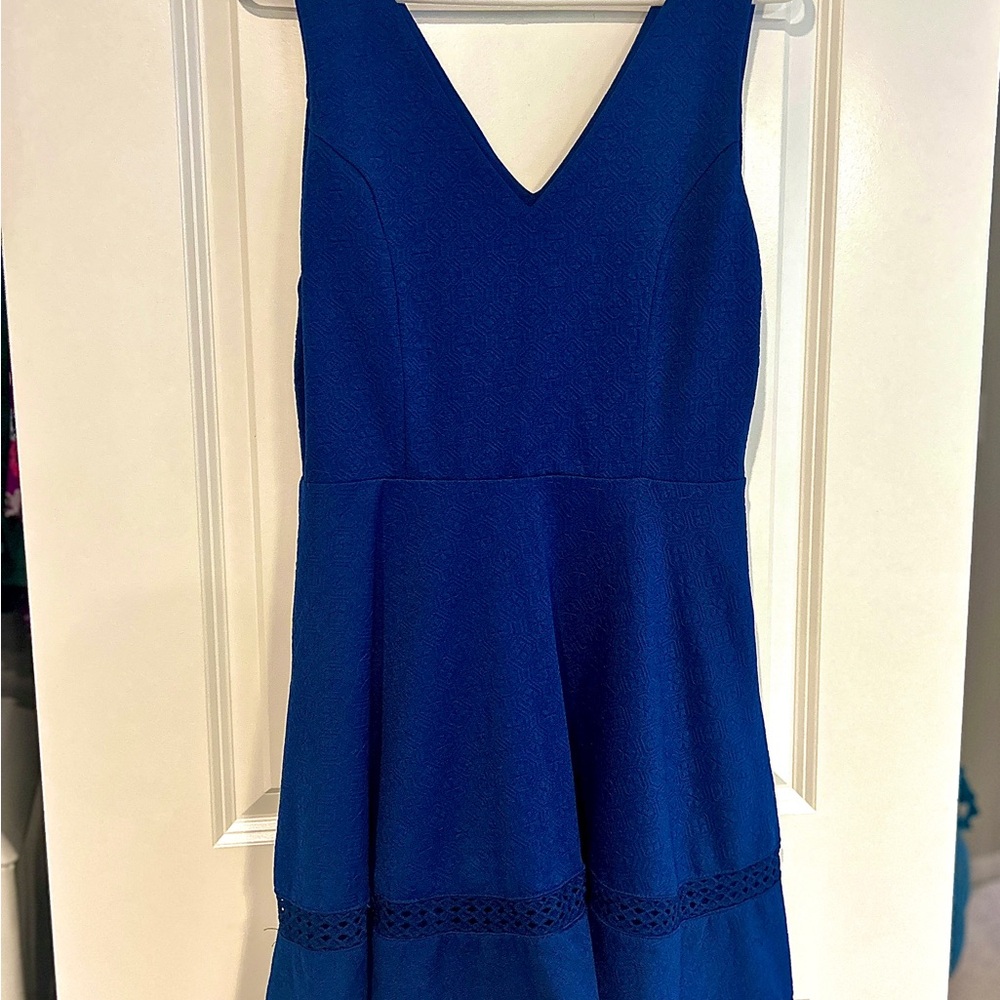 Navy Textured Sleeveless Dress